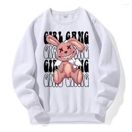 Men's Hoodies Girl Gang Broken Doll Printing Men Loose Oversized O-Neck Hooded Casual Sports Hoody Fleece Warm Fashion Clothes