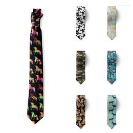 Bow Ties Men's Animal Skull Print Tie Polyester Slim Fit Daily Wear Shirt Suit Accessories Casual Business Wedding Party Neckties