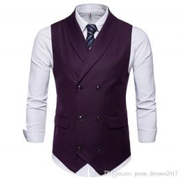 2020 Customised Spring And Autumn New Gentlemen Pure Colour Double-Breasted Man Armour Men British Western Armour Large Size Vest Coa269j