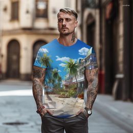 Men's T Shirts Hawaii Harajuku Round Neck -shirt 3D Beach Graphic 2023 Outdoor Fashion Leisure Oversized