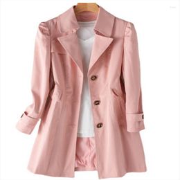 Women's Trench Coats Ladies Spring & Autumn Coat 2023 Woman Clothes Buttons Slim Long Female Clothing Fashion Korean Tops