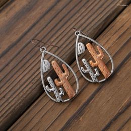 Dangle Earrings Cowboy Western Lightweight Comfy Hollow Out Cactus