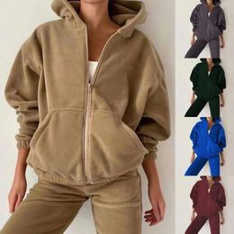 Women's Tracksuits Solid Color Zipper Hooded Sweatshirt Casual Wedding Dress For Guest Women Elegant Dresses