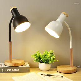 Table Lamps Nordic LED Wooden Lamp 40CM Macaroon Hose Rotatable Study Decor Desk Fixture For Bedroom Counter Living Room Lights Lustre