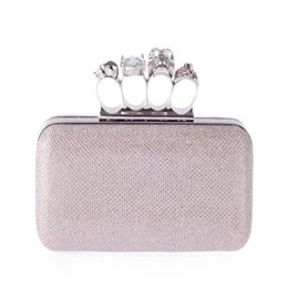 NEW Rhinestones women clutch bags diamonds finger ring Bridal Hand Bags crystal wedding bridal handbags purse bags holder325p