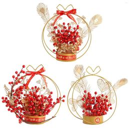 Decorative Flowers Chinese Flower Basket Ornament Decor Tabletop Door Hanging Spring Festival Centrepiece Year For Indoor Party Holiday