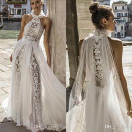 Julie Vino 2019 Bohemian Wedding Dresses Halter Neck Lace Bridal Gowns Delicate A Line Boho Wedding Dress vestido de novia Special3172