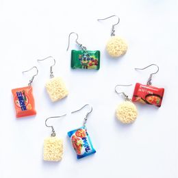 Creative Instant Noodles Dangle Earrings Resin Summer Holiday Jewelry Fast Food Cute Chinese Noodle Earring Gift257M