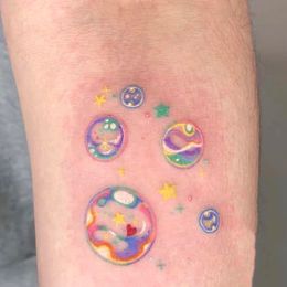 Waterproof Temporary Tattoo Sticker Colourful Cute Bubble Tattoo Flash Tattoo Arm Female