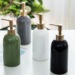 Liquid Soap Dispenser 420ml Ceramic Shampoo Bottle Hand Sanitizer Shower Gel Empty Pump