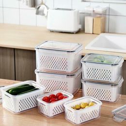 Storage Bottles Refrigerator Box Food Grade Fresh-Keeping With Drain Basket Portable Fruit Vegetable Container