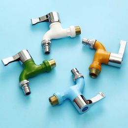 Bathroom Sink Faucets 4 Colours Faucet 1/4" Male Wall Mounted Washing Machine Plastic Water Hose Quick Connector Garden Balcony