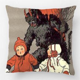 Krampus Chasing Children Switch Pad Throw Pillow Case Decorative Cushion Cover Pillowcase Customize Gift By Lvsure For Sofa Seat C240I
