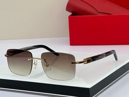 Rimless sunglasses men sunglasses K gold electroplated metal fittings Marble texture mirror legs women sunglasses comfortable and light fashion luxury brand