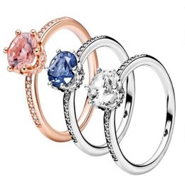 Pandora Rose Jewelry Elegant Sparkle Cubic Zirconia wedding Rings in 925 Sterling Silver pandora engagement rings for women3267