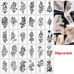 30pcs/set Fake Temporary Tattoos for Women Girls Waterproof Hands Arm Body Tattoo Stickers Sexy Flower Tatouage Temporaire Femme