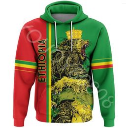 Men's Hoodies African Clothing Ethiopian Hoodie Season Style - Lion Crown Green Red Sweater 3D Printing Casual Sports Jacket