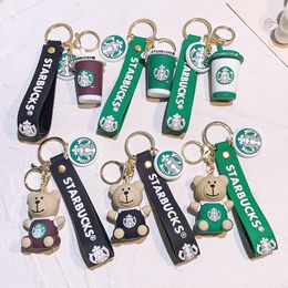 Luxury designer Keychain Delicate Bear Barista Drop glue doll Key chains accessories Couple bag key ring for woman hangings