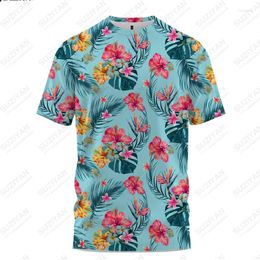 Men's T Shirts Summer Short Sleeve O-Neck Pullover Top 3D Printed Loose Casual Hawaiian Simple Plus Size Retro Youth Flower Travel