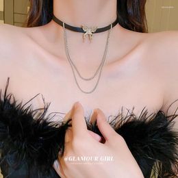 Choker Gothic LeatherChoker Necklace For Women Chain Tassel Spice Girl Sweet Cool Style Clavicle Jewellery Wholesale