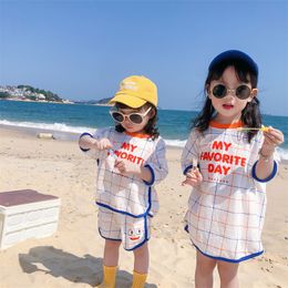 Clothing Sets Korean Summer Children Boys Clothes Set Korean Style Short Sleeve TShirt Shorts Girls Dress Suit Brother And Sister Set 230721