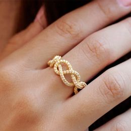 Classic Twist Chain Rings For Women Zircon Stainless Steel Geometric Twist Wrapped Couple Ring Wedding Aesthetic Jewellery