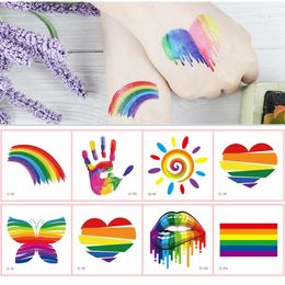 20pcs/Set Rainbow Temporary Tattoo Colorful Pride Day Stickers No Repeat Waterproof LGBT Body Art Disposable tatouage temporaire