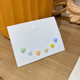 Stud Earrings 6PCS Fashion Small Fresh Different Colours Heart Set For Women Jewellery Gifts