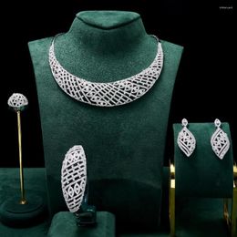 Necklace Earrings Set Promotion--Luxury Nigeria For Women Cubic Zirconia Africa Bridal Wedding Party Dress Suits Parure