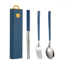 Dinnerware Sets Stainless Steel Set Nice For Students Camping Travel Cutlery Easy To Clean High Quality Portable With Box