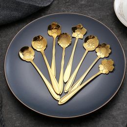 Dinnerware Sets Titanium Stainless Steel Coffee Spoon Creative European Style Small Luxury Long Handle Short Golden Stirring