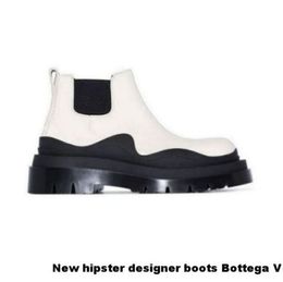 White Women Man BOTTEGA boots luxury Tire Lean Leather Chelsea Women's booties Men Lug platform chunky shoes lady Knight low top boots designer boot 35--45 AAFFFX