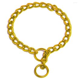 Dog Collars Gold Metal Chain Collar Slip Chains Pet Necklace Cuban Link Adjustable Training Choke For Puppy Large Dogs