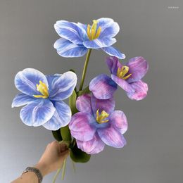 Decorative Flowers Wedding Artificial Tulip 3D Printing Silk Fake Floral Home Living Room Decoration Simulation Blue Tulips Flower Branch