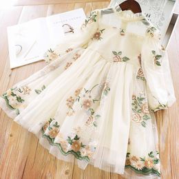 Girls Spring Summer New Dress Lace Tutu Flower Party Dress Kids Mesh Short Sleeve Holiday Casual Clothing Birthday Vestidos 3-8T