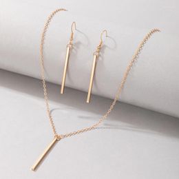 Pendant Necklaces Simple Style Stick Drop Earrings Geometry Necklace For Women Charms Alloy Metal Wedding Jewellery Set 19752