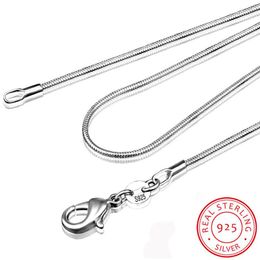 Long 16-28inch 40-80cm 100% Authentic Solid 925 Sterling Silver Chokers Necklaces 1mm Snake Chains Necklace for Women Whole 259Z