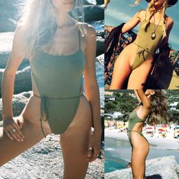 Women's Swimwear Swimsuit Women Sexy Solid Colour Sling Tie Bikini Beachwear Woman 2023 Bikinis Sets