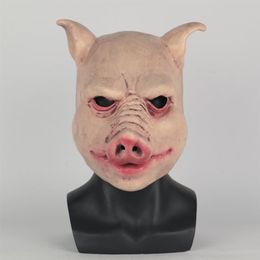 Durable Pig Mask Funny Terror Masquerade Pig Masks Latex Halloween Party Accessory Props325n