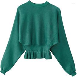 Women's Sweaters Korean Fashion White Batwing Sleeve Ruffles Waisted Women Sweater Pullovers Autumn And Winter 2023 Knit Top Femme