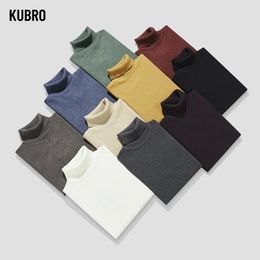 Men's Sweaters KUBRO Autumn Winter Turtleneck Men Casual Turtle Neck Solid Color Quality Warm Slim Pullover Fashion Trend Clothing