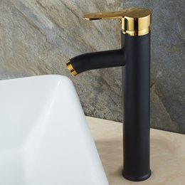 Luxury Bathroom Faucet Black Single Handle Hot Cold Switch Water Mixer Taps Wash Basin Bathroom Deck Mounted Basin Faucet