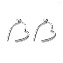 Dangle Earrings Amaiyllis S925 Sterling Silver Simple Line Heart Stud Back Hanging Statement Jewellery