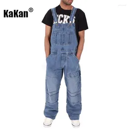 Men's Jeans Kakan - European And American Versatile Work Wear Strap Simple Multi Pocket Loose Fit K54-0502