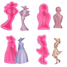 Baking Moulds Pink Girl Head Portrait Body Modeling Mold Flip Sugar Chocolate Decoration Drop Glue Plaster