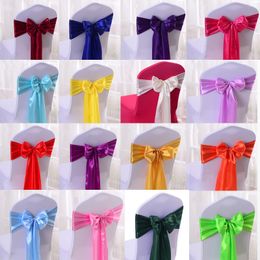 Sashes 10pcs/50pcs Satin Chair Sash Knots el Party Banquet Chair Tie Back Belt Birthday Wedding Decoration Chair Ribbon Bow 230721