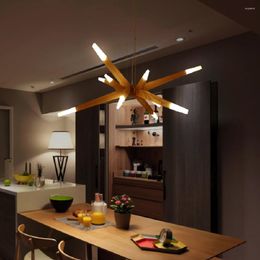 Pendant Lamps LED Lamp Creative Wood Light Hanging Art Living Room Dining Lights Kitchen Loft