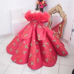 Watermelon Girls Pageant Dresses Off The Shoulder Layers Lace Appliques Flower Birthday Dress For Po Shoot Cute279z