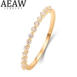 AEAW 13pcs 1.6mm 10K Yellow Gold Moissanite Wedding Band Full Eternity Moissanite Stackable Engagement Ring Womens Matching Band