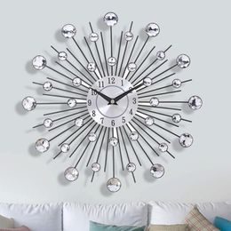 Wall Clocks Luxury European Big Fashion Creative Clock Crystal Silver Iron Modern Personality Art Decoration Bedroom ZY50GZ